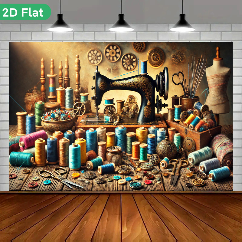Sewing Textile Art - Gobelin ścienny w stylu vintage retro
