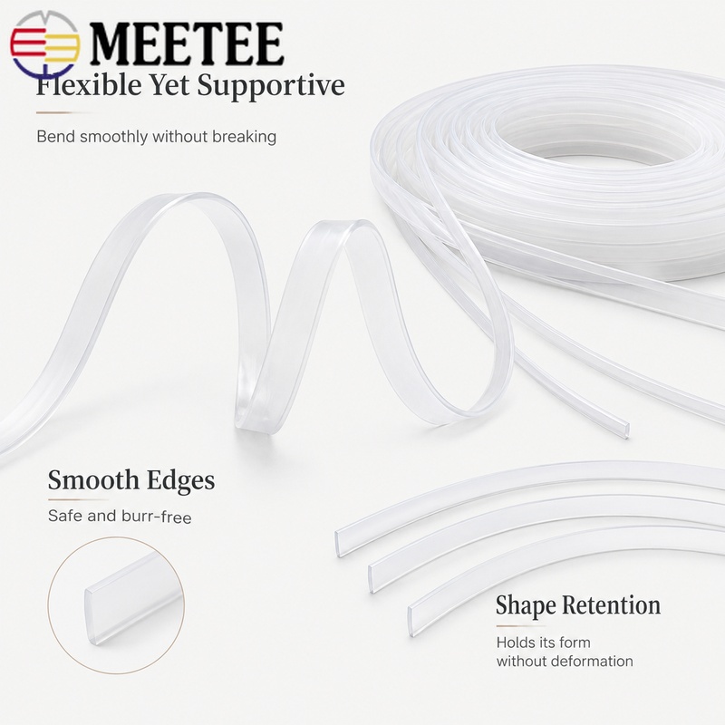 Textile Sewing Support - 5M 4-12x1.3-2mm Przezroczysta Plastikowa Taśma do